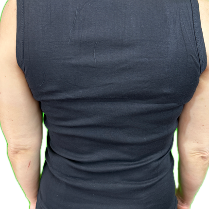 Ladies Sleeveless Singlet Top Womens Summer Basic Tank Shirt Lace Motif Front - Black - 20-22
