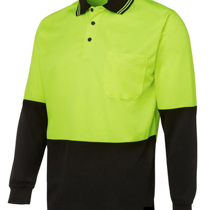 HI VIS LONG SLEEVE POLO SHIRT Top Safety Workwear Fluro Breathable Dry WB - Yellow - XXL