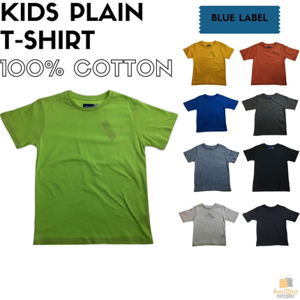 KIDS PLAIN T SHIRT Childrens Child 100% COTTON Boys Girls Basic Blank Tee Top - Red