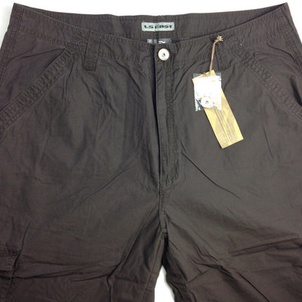Mens 3/4 CARGO SHORTS Long Pants 100% COTTON Army Military Combat Summer - Brown - Small (30"")