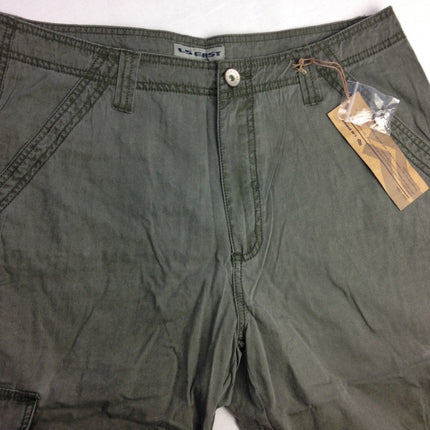 Mens 3/4 CARGO SHORTS Long Pants 100% COTTON Army Military Combat Summer - Olive (Washed Look) - Small (30"")