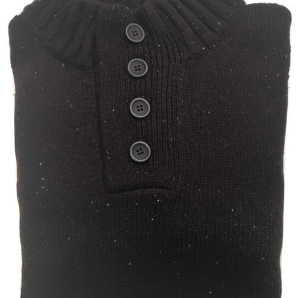 Mens Knit Jumper Pullover Sweater Knitted Casual Stretch Warm Winter  - 4 Button Mulberry 94 (KW16) - L