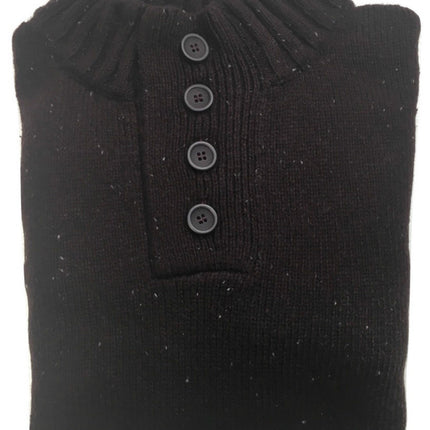 Mens Knit Jumper Pullover Sweater Knitted Casual Stretch Warm Winter  - 4 Button Mulberry 94 (KW16) - M