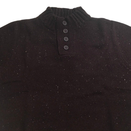 Mens Knit Jumper Pullover Sweater Knitted Casual Stretch Warm Winter  - 4 Button Mulberry 94 (KW16) - M
