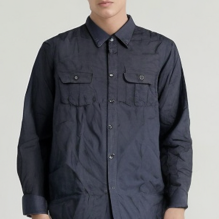 Mens Plain Slim 100% Cotton Long Sleeve Shirt Button Up Stylish Business Casual - Anthracite - M