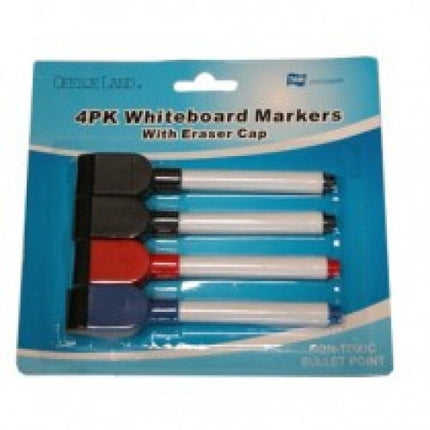 1 Pack of 4 White Board Marker Pens & Eraser - 2 in 1