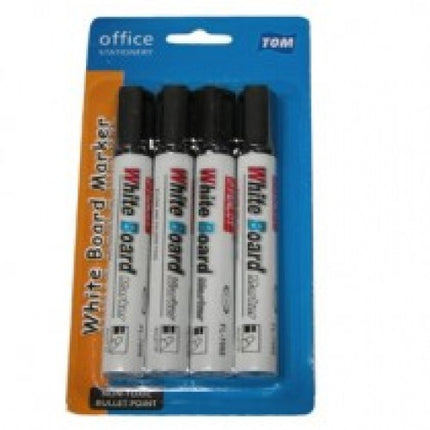 4 Pack White Board Marker Pens - Black