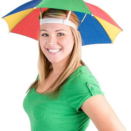 RAINBOW UMBRELLA HAT Rain Novelty Cap Costume Outdoor Camping Beach Fishing