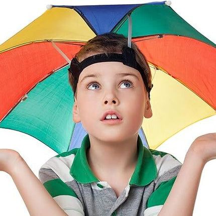 RAINBOW UMBRELLA HAT Rain Novelty Cap Costume Outdoor Camping Beach Fishing