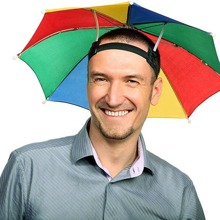 RAINBOW UMBRELLA HAT Rain Novelty Cap Costume Outdoor Camping Beach Fishing