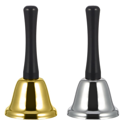 SANTA BELL Jingle Claus Wooden Handle Bells Rattles Christmas Xmas - Gold