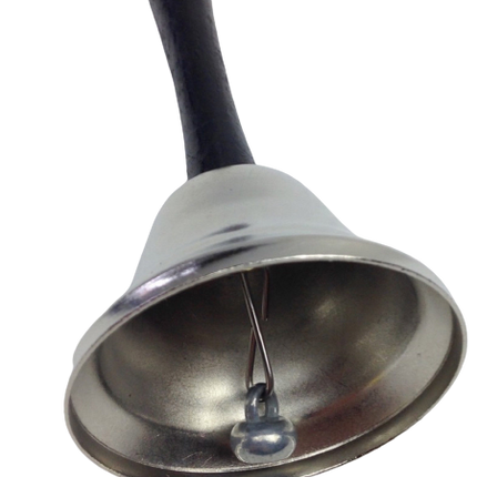 SANTA BELL Jingle Claus Wooden Handle Bells Rattles Christmas Xmas - Silver