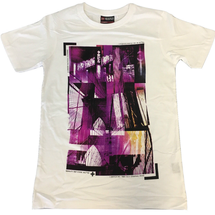 100% Cotton T-Shirt with Print Design Slim Fit Basic Tee Top in White - L