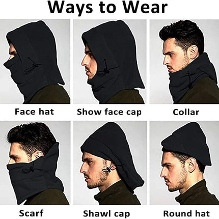 Thermal Fleece Balaclava Face Mask Beanie Hat Ski Snowboard Motorbike - Black
