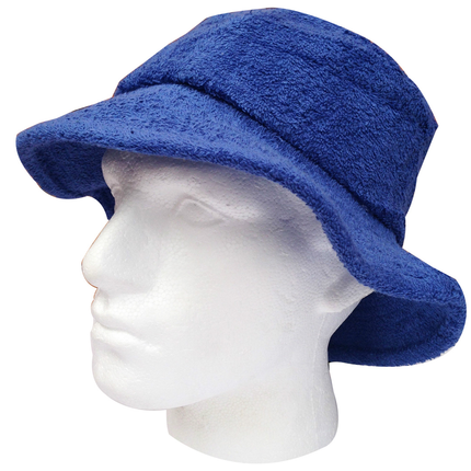 100% Cotton Terry Towelling Bucket Hat Daggy Fishing Camping Lad Cap in Blue - Small