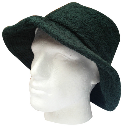 100% Cotton Terry Towelling Bucket Hat Daggy Fishing Camping Lad Cap in Bottle Green - Large