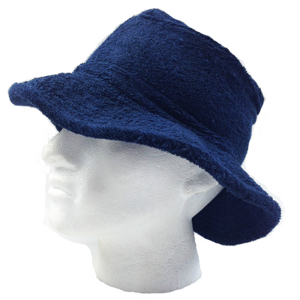 100% Cotton Terry Towelling Bucket Hat Daggy Fishing Camping Lad Cap in Navy Blue - X-Large