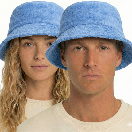 100% Cotton Terry Towelling Bucket Hat Daggy Fishing Camping Lad Cap in Sky Blue - XXL