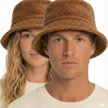 100% Cotton Terry Towelling Bucket Hat Daggy Fishing Camping Lad Cap in Tan Brown - XXL