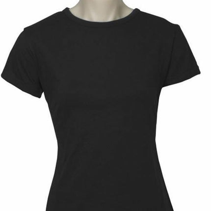 Womens Plain Ladies T SHIRT 100% COTTON Basic Tee Casual Top Size 6-24 T-Shirt - Black - 12
