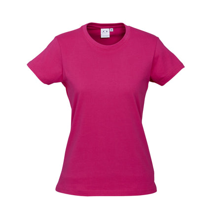 Womens Plain Ladies T SHIRT 100% COTTON Basic Tee Casual Top Size 6-24 T-Shirt - Magenta Pink - 16