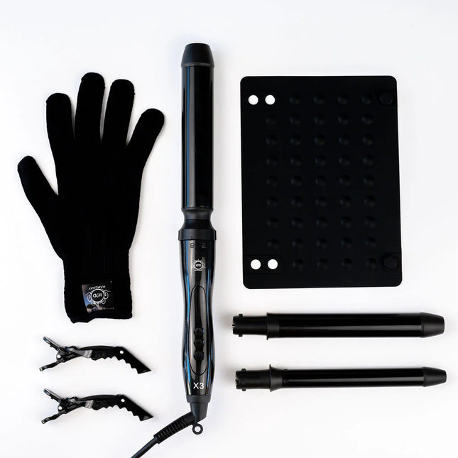 H2D X3 Professional Hair Curling Wand Ceramic Curler Roller - Black