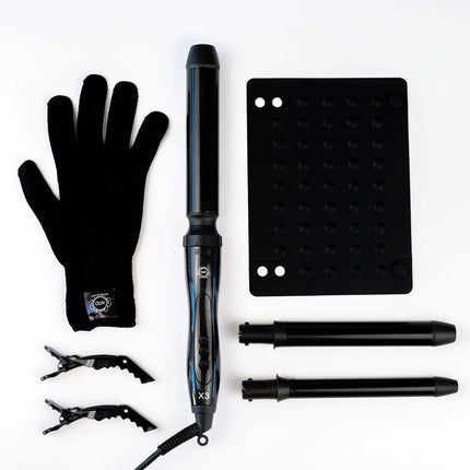 H2D X3 Professional Hair Curling Wand Ceramic Curler Roller - Black