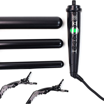 H2D X3 Professional Hair Curling Wand Ceramic Curler Roller - Black