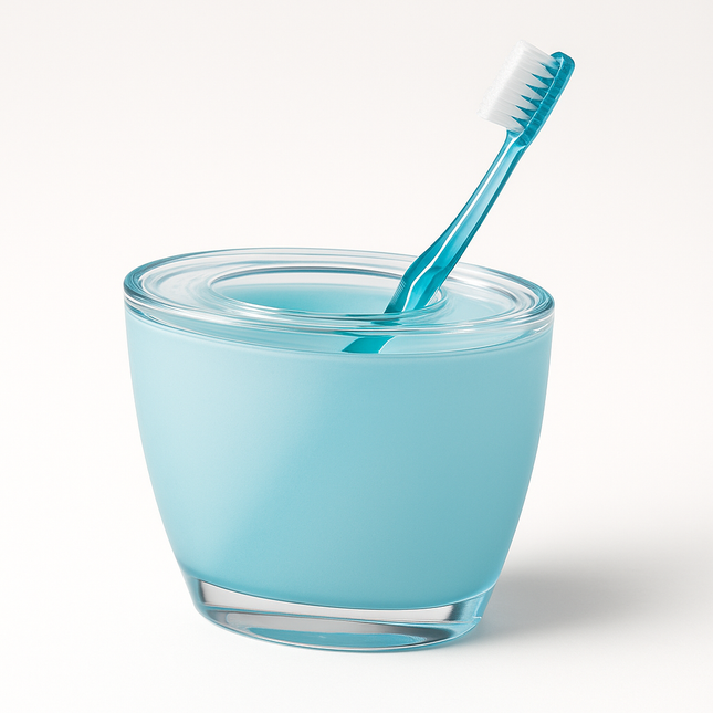 Oval Toothbrush Holder Blue Acrylic Lightweight Compact Bathroom Organiser
