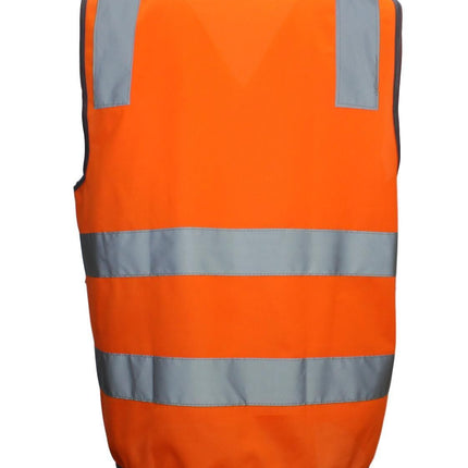 Hi Vis Safety Vest Reflective Tape Zip Up Workwear Pocket High Visibility in Orange - M