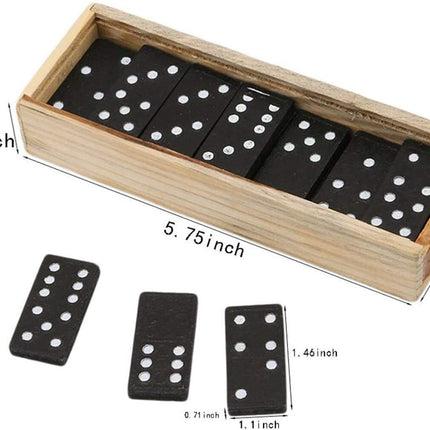 Domino Set Wooden Box Kids Children Traditional Toy 28 Dominoes