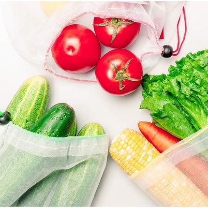 Set of 10 ECOCLAND Reusable Mesh Produce Bags Fruit Grocery Storage Washable Eco Bag