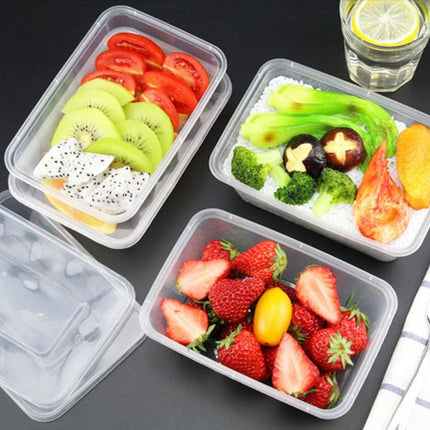 500pcs 350ml Reusable Food Containers Plastic Meal Prep Storage w/Lids - BPA Free (145*100*40mm)