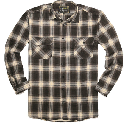 Mens Flannelette Long Sleeve Shirt 100% Cotton Check Authentic Flannel - Full Placket - Black - 3XL