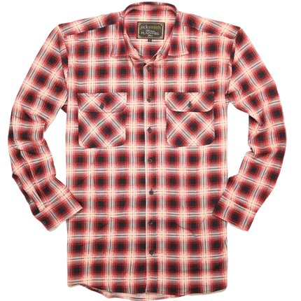 Mens 100% Cotton Flannelette Shirt Long Sleeve Check Authentic Flannel - Red/Navy - 5XL