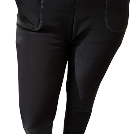 Ladies Fur Lined Thermal Leggings Womens Warm Winter Pants Stretch Skinny Leg - M/L