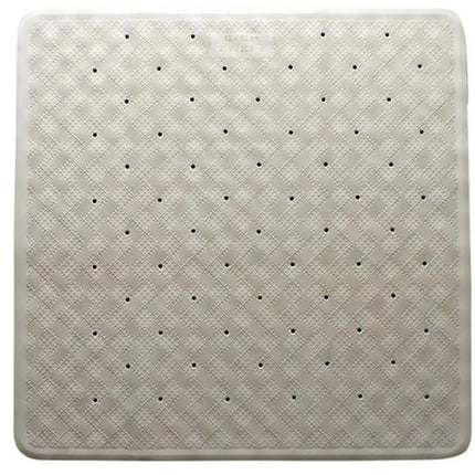 Square Anti Slip Loofah Shower Rug Non Slip Bathroom Bath Mat Water Drains Beige