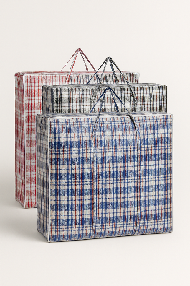 1x Large Stripe Bag Packing Storage Strip Zip Shopping Travel Check House Moving 78cm x 90cm x 25cm