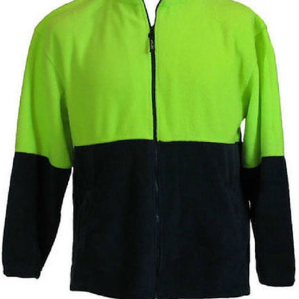 HI VIS POLAR FLEECE Jumper Full Zip Safety Workwear Fleecy Jacket Unisex - Yellow - M