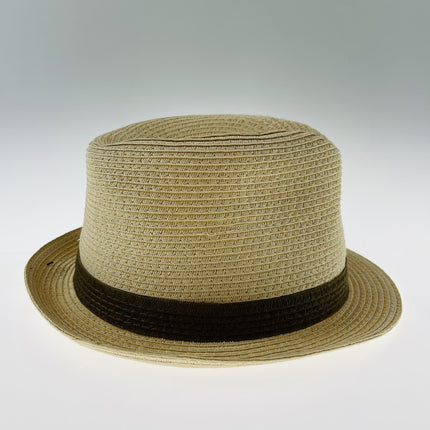 Dents Mens Straw Hat Toyo Trilby Fedora Summer Sun Stingy Brim  - Natural/Brown - S/M