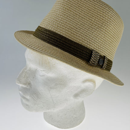 Dents Mens Straw Hat Toyo Trilby Fedora Summer Sun Stingy Brim  - Natural/Brown - S/M
