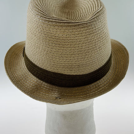 Dents Mens Straw Hat Toyo Trilby Fedora Summer Sun Stingy Brim  - Natural/Brown - S/M