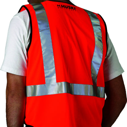 HUSKI Hi Vis Patrol Vest 3M Reflective Tape Safety Workwear High Visibility - Orange - 3XL