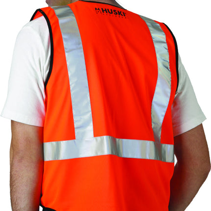 HUSKI Hi Vis Patrol Vest 3M Reflective Tape Safety Workwear High Visibility - Orange - M