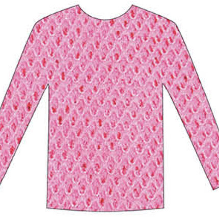 LONG SLEEVE FISHNET TOP Blouse T Shirt Tee Costume Party See Through - Light Pink