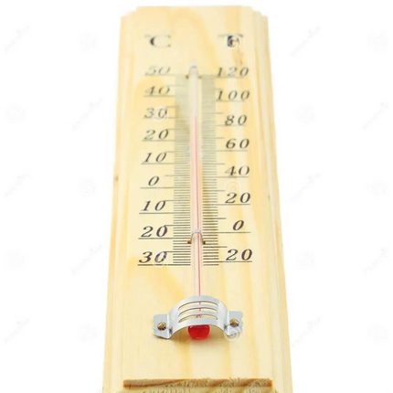 27cm WOODEN THERMOMETER Indoor Outdoor Glass Wall Hanging Room Sensor Jumbo