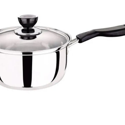 14cm Stainless Steel Milk Pot with Glass Lid Coffee Warmer w Handle