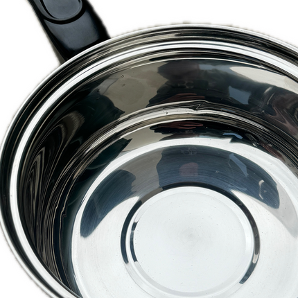 14cm Stainless Steel Milk Pot with Glass Lid Coffee Warmer w Handle