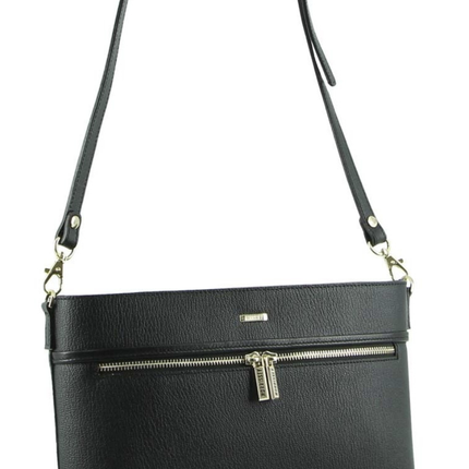 Morrissey Italian Structured Leather Cross Body Handbag (MO3028) Bag - Black
