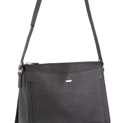 Morrissey Italian Structured Leather Cross Body Handbag Tote Bag (MO3162) - Black